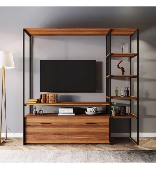 Home - TV-Ständer Lacivert - Nussbaum