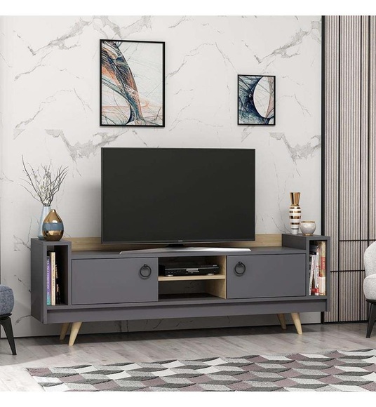 Home - TV-Möbel Tyler - Anthrazit und Hellbraun