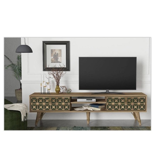Home - TV-Möbel Valente - Braun und Dunkelgrün