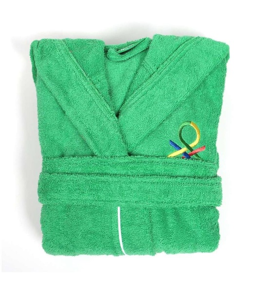 Benetton - Kinderbademantel 7-9 Jahre 380 g 100% Baumwolle Kinder Grün