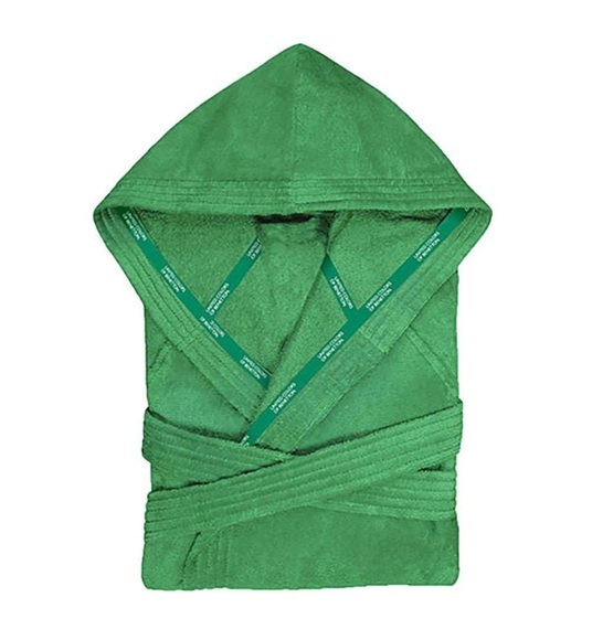 Benetton - Bademantel mit Kapuze L/ XL 360 g 100% Baumwolle Regenbogengrün