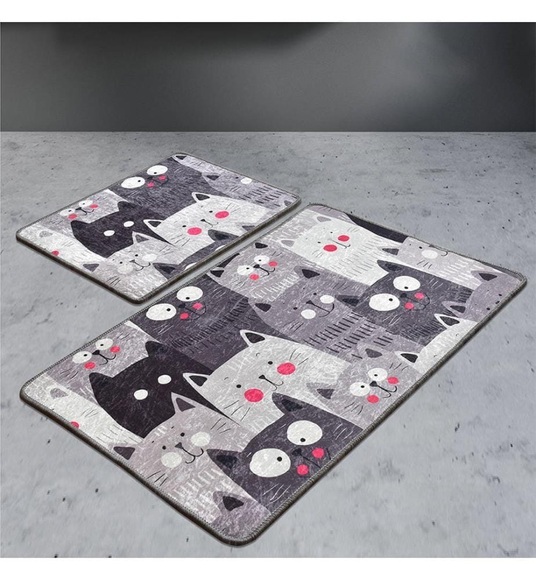 Home - 2er-Set Badvorleger Meow - 2 Artikel - Multicolor