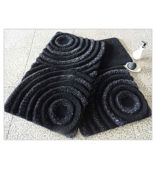 Home - Badematte Wave - 3 Artikel - Schwarz und Weiss