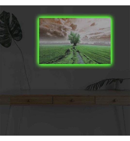 Home - Dekoratives Leinwandbild LED, 45 x 70 cm - Multicolor