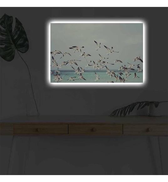 Home - Dekoratives Leinwandbild LED, 45 x 70 cm - Multicolor