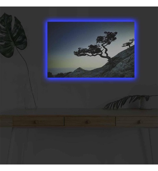 Home - Dekoratives Leinwandbild LED, 45 x 70 cm - Multicolor