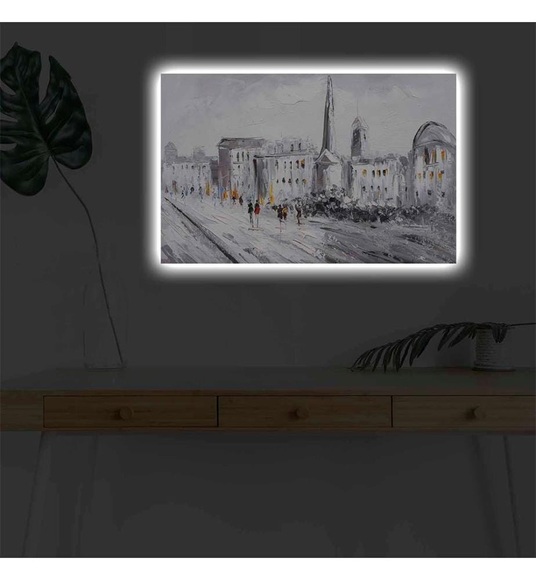 Home - Dekoratives Leinwandbild LED, 45 x 70 cm - Multicolor