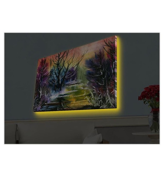 Home - Dekoratives Leinwandbild LED, 45 x 70 cm - Multicolor
