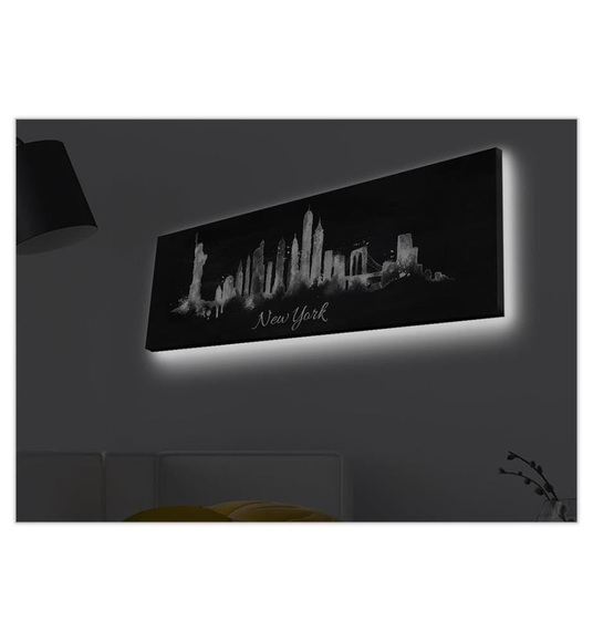 Home - Dekoratives Leinwandbild LED, 30 x 90 cm - Multicolor
