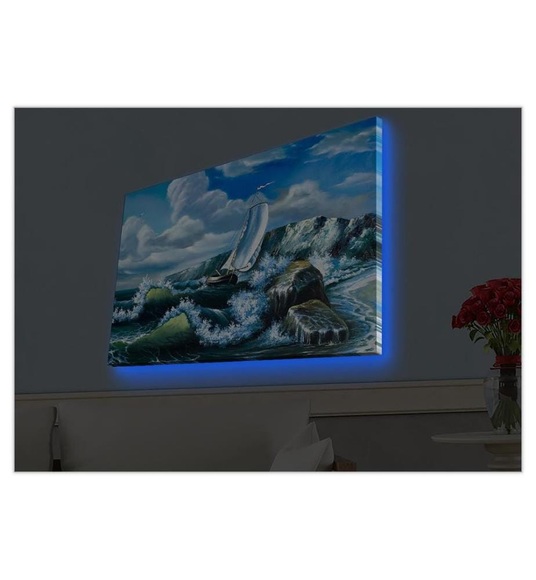 Home - Dekoratives Leinwandbild LED, 45 x 70 cm - Multicolor
