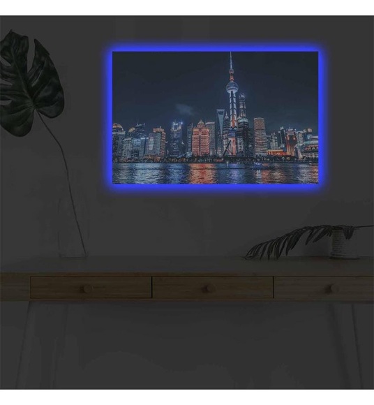 Home - Dekoratives Leinwandbild LED, 45 x 70 cm - Multicolor