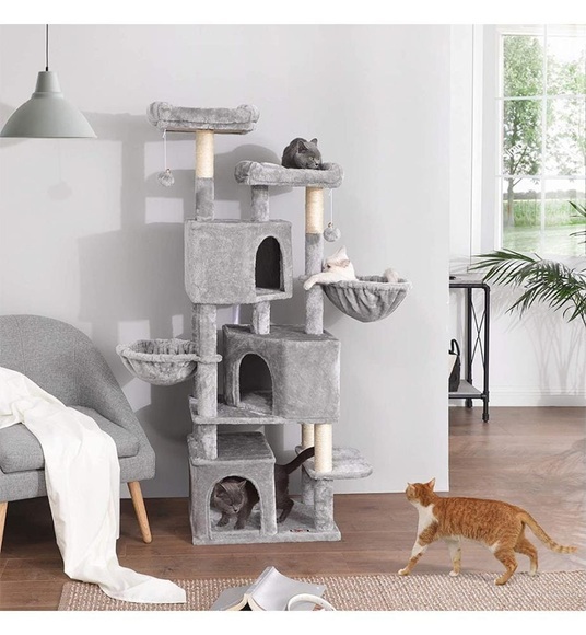 Feandrea - Kratzbaum groß, mit 3 Katzenhöhlen, 164 cm Katzenbaum