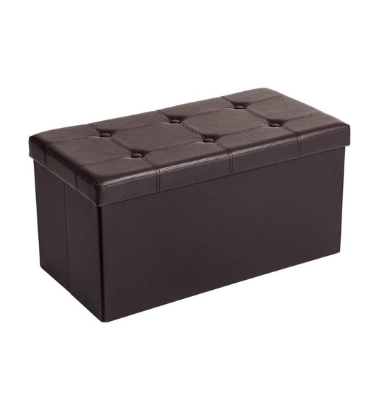 Songmics - Sitzhocker Sitzbank mit Stauraum Faltbar 2-Sitzer belastbar bis 300 kg Kunstleder Braun 76 x 38 x 38 cm LSF40Z