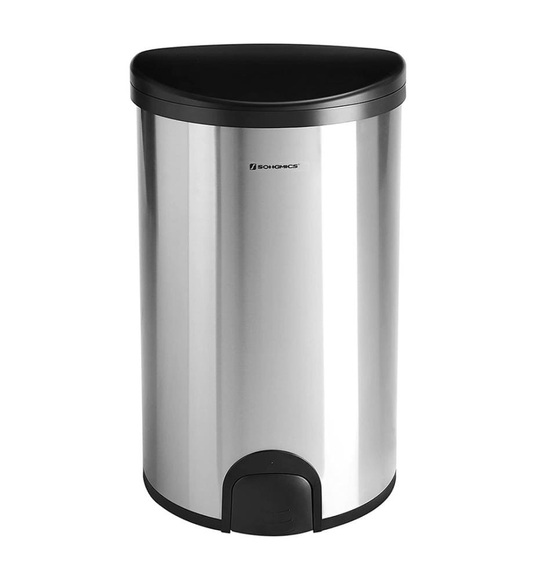Songmics - Mülleimer Fingerabdruckfrei Fußsensor 50 L mit Druckring Geruchsdichter Abfalleimer für Küche aus Edelstahl Silbern LTB91NB