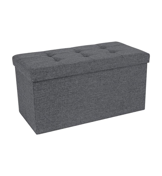 Songmics - Faltbarer Sitzhocker, Sitzbank belastbar bis 300 kg Leinen Dunkelgrau 76 x 38 x 38 cm LSF47K