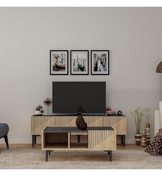 Home - Couchtisch - Eiche, Schwarz
