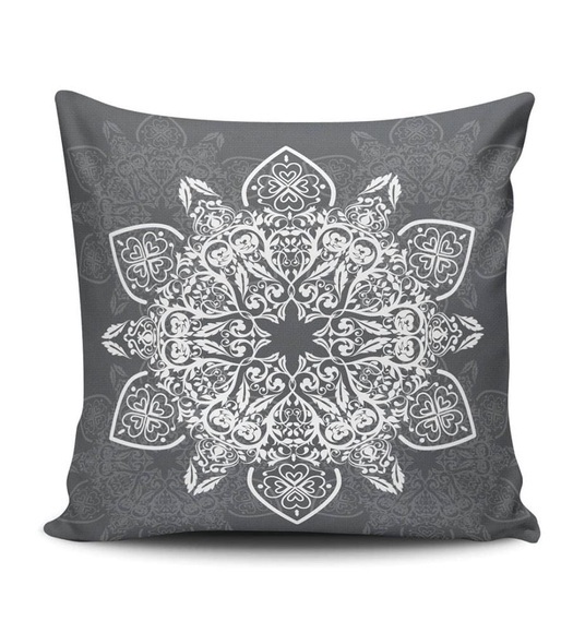 Home - Kissen - 45 x 45 cm - Grau und Weiss