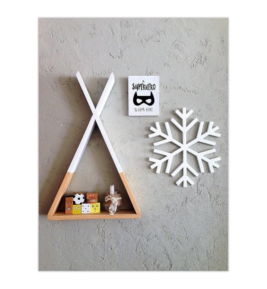 Home - Holz-Wandregal Tent - Beige und Weiss