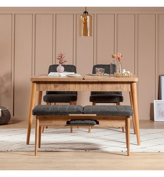 Home - 4-Teiliges Ensemble Atlantic Pine - Hellbraun und Anthrazit