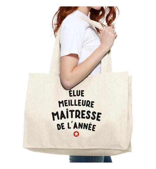 We Are Family - Große Tragetasche Élue Meilleure Maîtresse De L'Année - Naturfarben