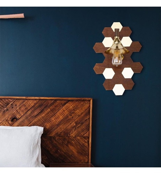 Home - Wandlampe 104 - Gold, Walnuss