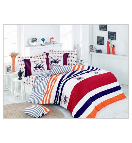 Beverly Hills Polo Club - 2-Teilige Bettwäschegarnitur - 140 x 200 cm - Weiss und Multicolor