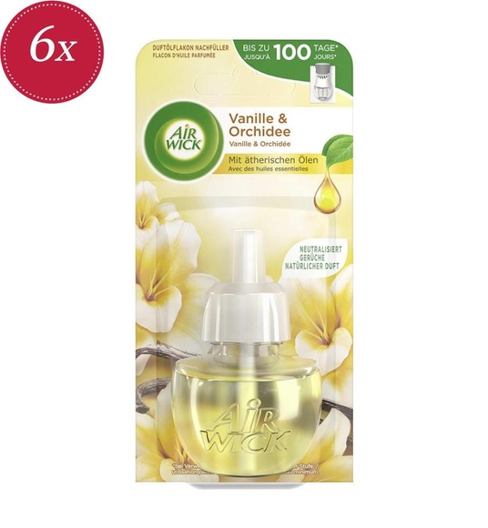 Air Wick - 6er-Set Duftölspender Vanille & Orchidee - 6 x 19 ml