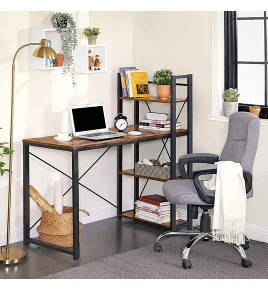Vasagle - Schreibtisch, 120 cm, Industrie-Design, vintagebraun-schwarz LWD48X