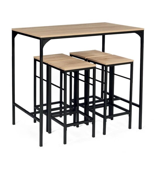 Idomya - Ensemble Bartisch & Stühle Memphis - Schwarz und Braun