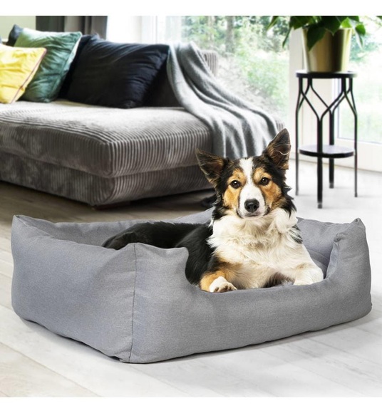 Inkazen Pratik Garden - Reversibler Hundekorb-Kissen 80 x 60 cm - Hellgrau