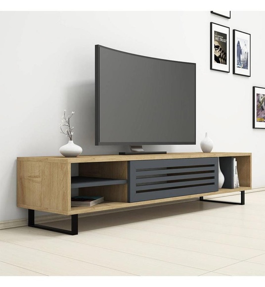 Home - TV-Möbel Safir - Saphirblau und Anthrazit
