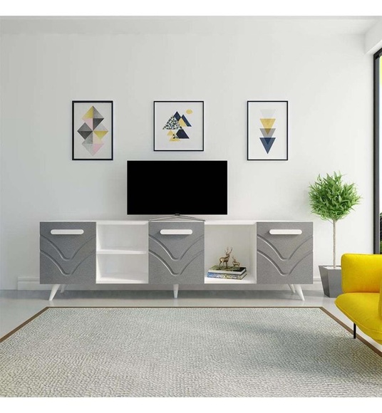 Home - TV-Möbel Zeta - Weiss und Anthrazit