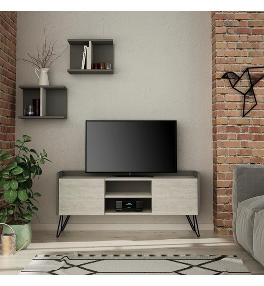 Home - TV-Möbel Klappe - Anthrazit und Weiss