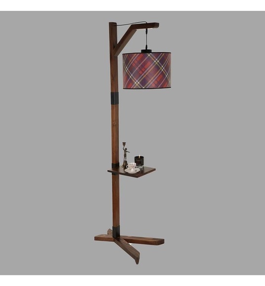 Home - Stehlampe - Dunkelbraun und Rot