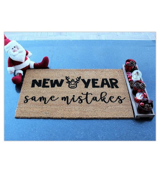 Home - Fussmatte New Year Same Mistakes - Beige und Schwarz