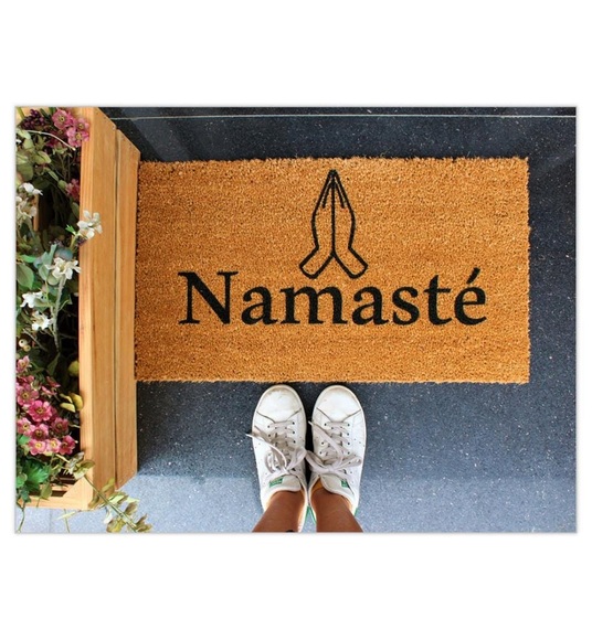 Home - Fussmatte Namasté - Beige und Schwarz