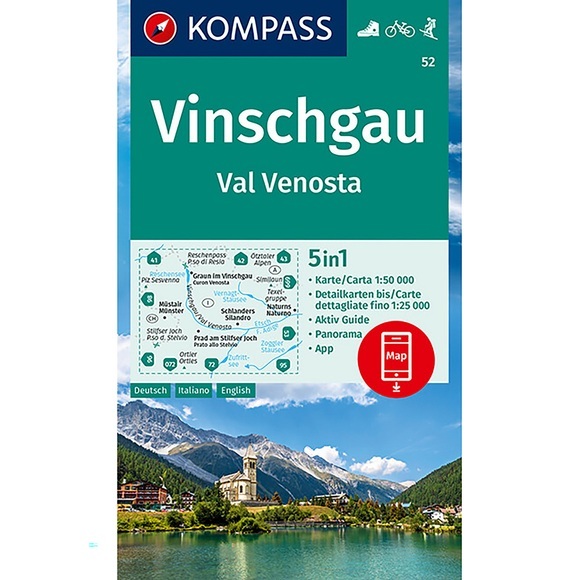 KOMPASS Wanderkarte 52 Vinschgau / Val Venosta 1:50.000