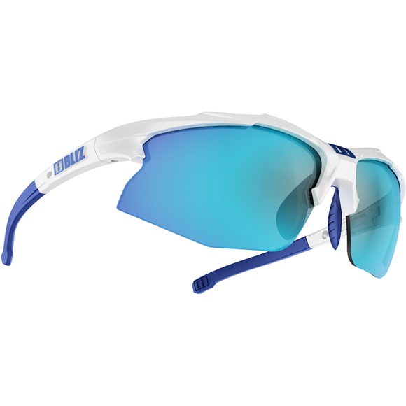 Bliz Hybrid Sportbrille - White - Smoke w Blue Multi - Cat 3 + Clear + Orange