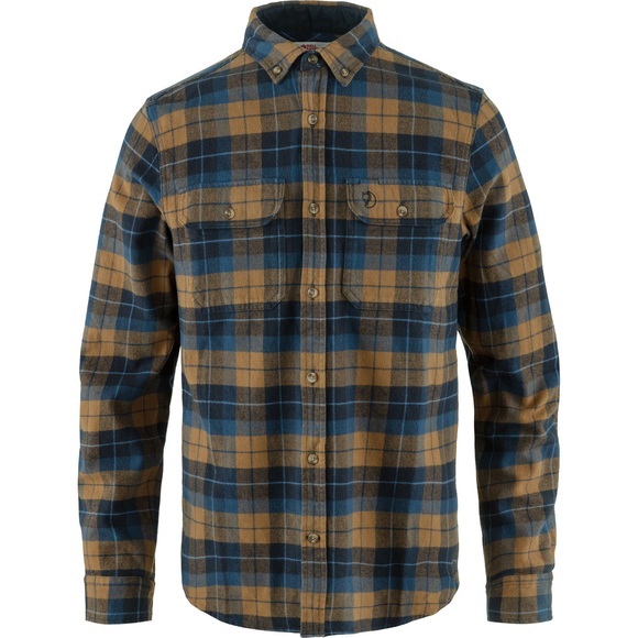 Fjällräven Singi Heavy Flannel Shirt - Outdoor Hemd - Herren Dark Navy / Buckwheat Brown S
