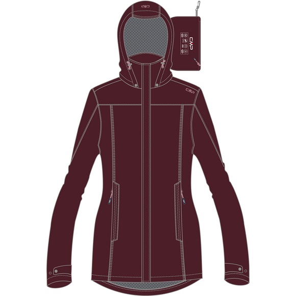 CMP Damen Rain Hoodie Button Jacke