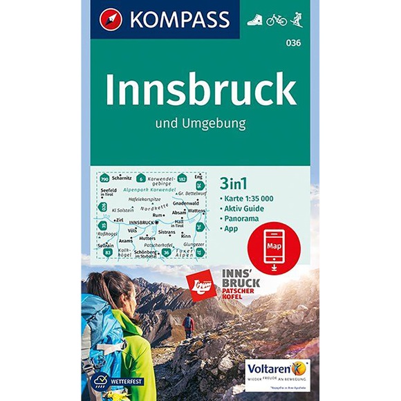 KOMPASS Wanderkarte Innsbruck, Nordkette, Mittleres Inntal