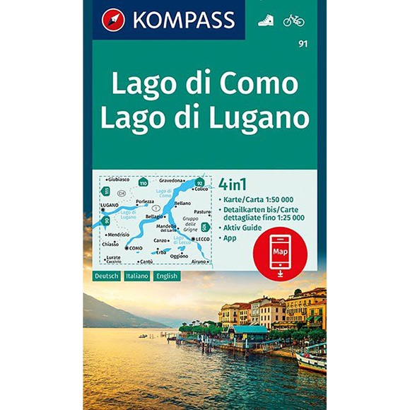 Kompass Verlag WK 91 Lago di Como - Lago di Lugano