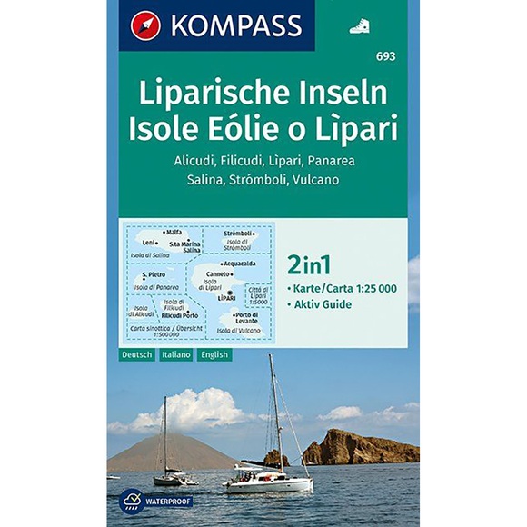 Kompass Karte Liparische Inseln, Isole Eólie o Lìpari