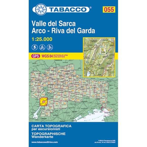 Tabacco topographische Wanderkarte Valle del Sarca, Arco, Riva del Garda