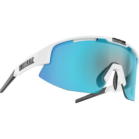 Bliz Sportbrille Small - Shiny White with Blue Multi