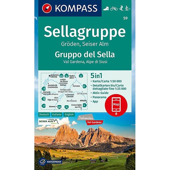 KOMPASS Wanderkarte Sellagruppe, Gruppo del Sella