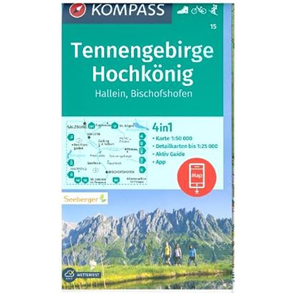 KOMPASS Wanderkarte Tennengebirge, Hochkönig, Hallein, Bischofshofen