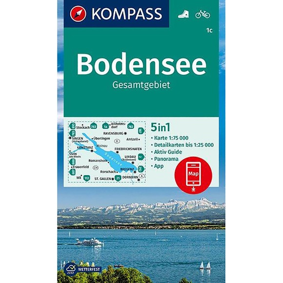 KOMPASS Wanderkarte Bodensee Gesamtgebiet