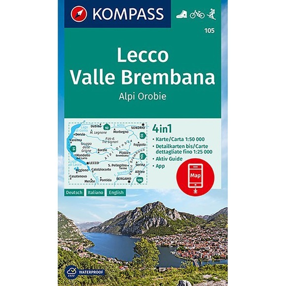 KOMPASS Wanderkarte Lecco, Valle Brembana, Alpi Orobie