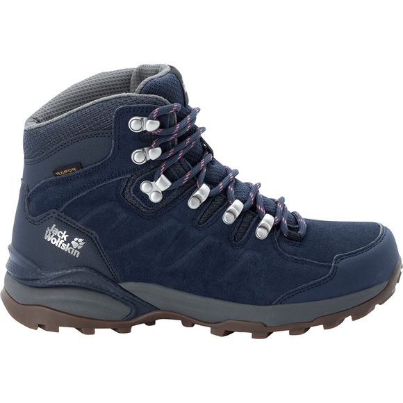 Jack Wolfskin Wasserdichte Frauen Wanderschuhe aus Leder Refugio Texapore Mid Women 39.5 blau dark blue / grey